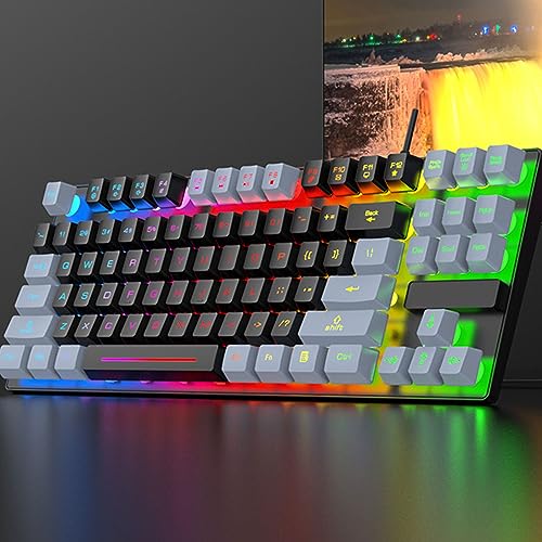 75% Mechanische Gaming-Tastatur, USB-kabelgebundene Tastatur mit LED-RGB-Hintergrundbeleuchtung und Anti-Ghosting, 87 Tasten, Kompakte Computertastatur für Windows-Laptop-PC-Gamer von Topiky