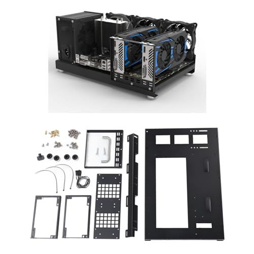 Topiky DIY Computer Motherboard Gehäuse Rack, ATX M ATX ITX Motherboards Offenes Gehäuse, ATX Offenes Gehäuse Gehäuse Rack Leistungsstarke Kühlung Stahlplatte PC Gehäuse mit Griff von Topiky