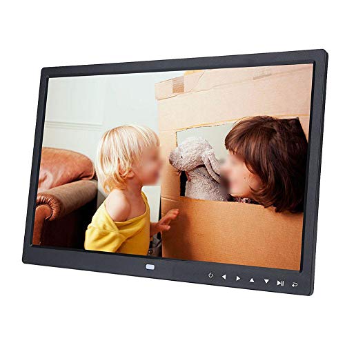 Digitaler Bilderrahmen, 38,1 cm (15 Zoll), USB, 1280 x 800 cm, HD mit Touchscreen, integrierter Mikrofonhalterung, Wecker, Kalender, Musik-Player, für Familie (schwarz) von Topiky