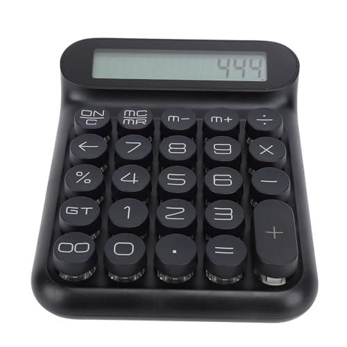 Mechanischer Schalter Rechner mit Großen Knöpfen, 12 stellige, Große LCD Anzeige, Desktop Rechner, 24 Tasten Automatische Schlaf Desktop Taschen Rechner für Business Office (Black) von Topiky