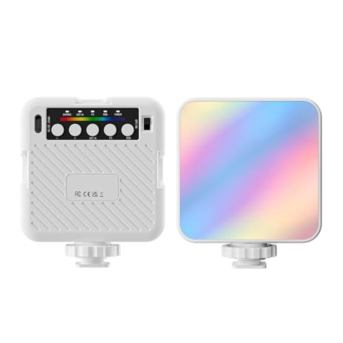 RGB Videoleuchten, 1500 MAh LED Videoleuchte mit 3 Kaltschuhhalterungen und 1/4 Zoll Schraubenloch, Wiederaufladbare Tragbare Fotobeleuchtung, 3000–6500 K (White) von Topiky