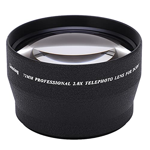 Teleobjektiv, 72-mm-HD-Teleobjektiv mit 2-facher Vergrößerung, Telekonverter-Objektiv aus Aluminiumlegierung für 72-mm-Kameraobjektiv und 82-mm-Filter von T opiky
