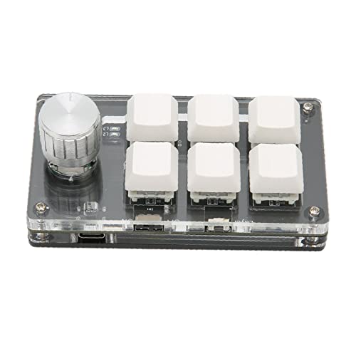 Topiky 6-Tasten-Tastatur mit Knopf, Mechanische Gaming-PC-Tastaturen, Kabelgebundene USB-Drahtlos-Bluetooth-Dual-Mode-Verbindung DIY Programmierbare Mechanische Tastatur (Weiss) von Topiky