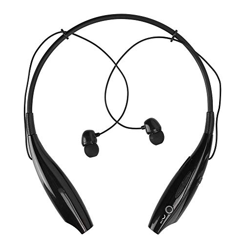 Topiky Bluetooth-Headset 3.0, HV-800 HiFi-Stereo-Nackenbügel Bluetooth-Kopfhörer Einziehbarer kabelloser Sportkopfhörer mit magnetischen Ohrhörern für Sport, Laufen(Schwarz) von Topiky