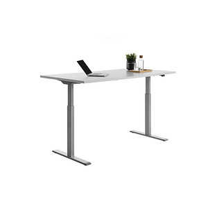 Topstar E-Table elektrisch höhenverstellbarer Schreibtisch lichtgrau rechteckig, T-Fuß-Gestell grau 160,0 x 80,0 cm von Topstar