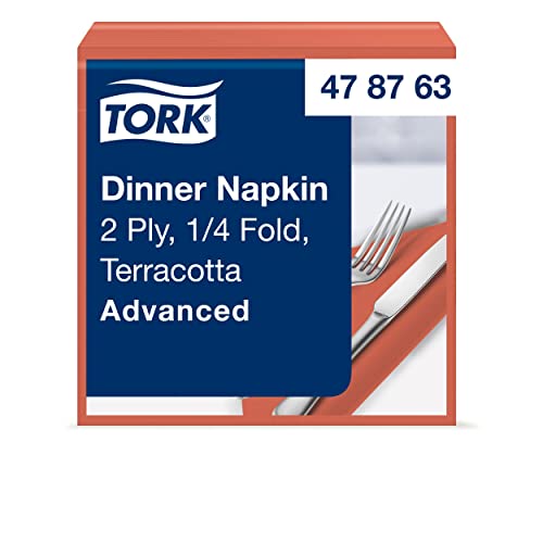 Tork 478763 Dinnerservietten Terracotta / 2-lagige Papierservietten / Passend für jede Gelegenheit / Advanced Qualität / 12 x 150 (1800) Servietten / 39 x 39 cm (B x L) / 1/4-Falz von Tork