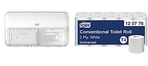 Tork Toilettenpapier-Wandspender + Nachfüllpackung - T4 - Universal-Toilettenpapier-Nachfüllpackung (30 x 400 Blatt) von Tork