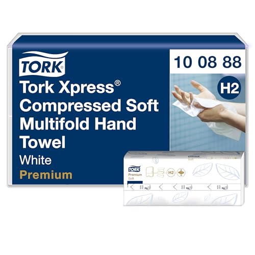 Tork Xpress komprimierte weiche Multifold-Papierhandtücher Weiß H2, Premium, 2‑lagig, M‑Falz, groß, 12 נ170 Tücher, 100888 von Tork