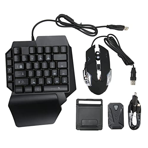 Einhand RGB Gaming Tastatur und Maus Kombination, USB verkabelte LED hintergrundbeleuchtete Einhandtastatur mit Handgelenkauflage, Maus und Tastatur mit Konverter, für PS3/4, von Tosuny