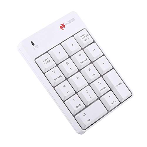 Kabelloser Nummernblock,18 Tasten Nummerische Tastatur Keypad,2,4G Tastatur von 10 Metern für die meisten Computer.(Weiß) von Tosuny