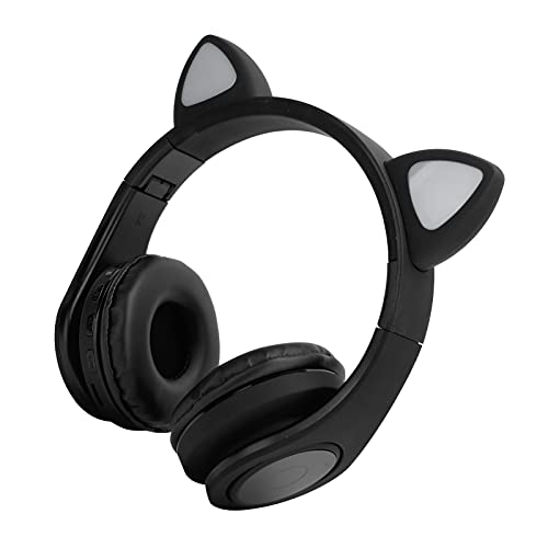 Katzenohr-Kopfhörer - Kabellose Bluetooth Katzenohr-Kopfhörer mit Mikrofon, LED-Rauschunterdrückung Katzen-Gaming-Headset für Junge Leute (Schwarz) von Tosuny