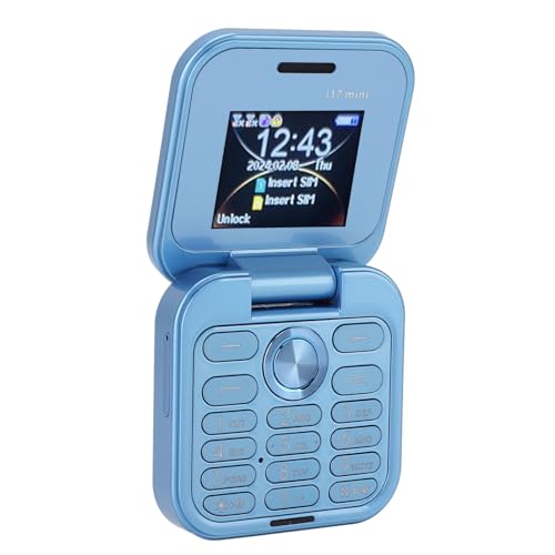 Tosuny 2G Klapphandy, Faltbares Mi NI Handy mit Dual Nano SIM, 1,77 Zoll Display, HD Rückkamera, UKW Radio, LED Taschenlampe, Kleinstes Klapphandy für Senioren (Blue) von Tosuny