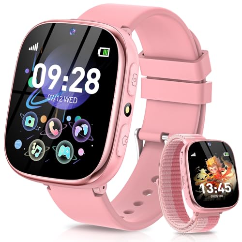 TotsyFun Smartwatch Kinder mit 31 Spielen, 140 Englisch Lernkarten, Hörbücher, 13 Gewohnheitsalarm, IP67, SOS, Anruf, Kamera, Musik, Smart Watch Kid Telefon Uhr für Jungen und Mädchen Geschenk (Rosa) von TotsyFun