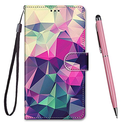 Toucasa für Galaxy M20 Hülle, Handyhülle für Galaxy M20,Premium Brieftasche PU Leder Flip [Kreativ Gemalt] Case Handytasche Klapphülle für Samsung Galaxy M20 (Bunte Quadrate) von Toucasa