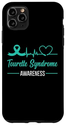 Hülle für iPhone 11 Pro Max Tourette-Syndrom Bewusstsein Herzschlag Teal Ribbon Love von Tourette Syndrome Awareness Products (Lwaka)