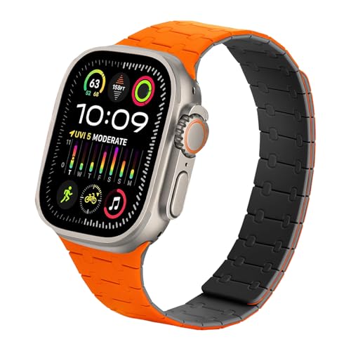 Original Magnetische Sport Armband kompatibel mit Apple Watch Armband 49mm 45mm 44mm 42mm 41mm 40mm 38mm, Silikon Sport Solo Schleifen Armband für iWatch Ultra/Ultra 2, Serie SE 9 8 7 5 4 3 2 1 von Towonshy