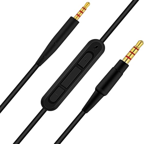 Toxaoii Ersatz QC45 Kabel Kopfhörerkabel AUX-Kabel Draht kompatibel mit Bose Quietcomfort 35 QC25 QC35 QC45 OE2i Soundlink SoundTrue NC700 Kopfhörer (schwarz mit Mikrofon) von Toxaoii