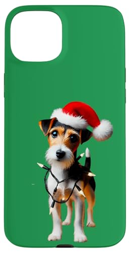 Hülle für iPhone 15 Plus Toy Fox Terrier Weihnachtsmannmütze Weihnachtsbeleuchtung Hundebesitzer Mama Papa von Toy Fox Terrier Christmas Products