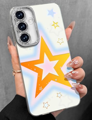 Toycamp Kompatibel mit Samsung Galaxy A15 5G Hülle – niedlicher glitzernder Farbwechselstern mit Stern A15 5G und glitzerndem Kameralinsenschutz, Laser-Holo-Schutzhülle für Galaxy A15 5G, für Mädchen von Toycamp