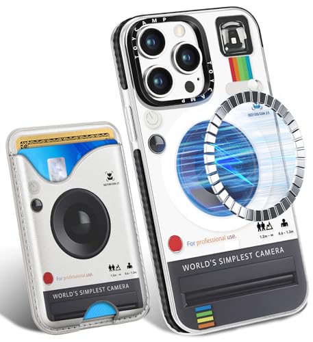 Toycamp Schutzhülle für iPhone 15 Pro – kompatibel mit Magsafe Kreditkartenhalter, Brieftasche, magnetisch, niedlich, für Damen, Teenager, Mädchen, Kawaii, Mädchen, einzigartiges Kamera-Design, von Toycamp