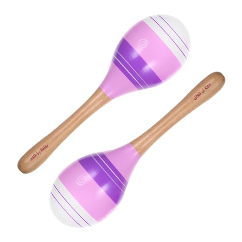 Toyvian 2St gestreifte Cartoon-Maracas Musik Shaker Congas-Musikinstrumente Rasselspielzeug für Kinder kinderinstrumente kinder musikinstrumente Lernspielzeug -Maracas Holz Violett von Toyvian