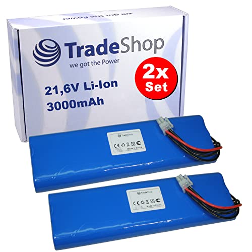 2X Trade-Shop Hochleistungs Li-Ion Akku 21,6V / 3000mAh / 65Wh für Husqvarna 265 ACX G2-2, Automower 265 ACX (2012, 2013, 2014, 2015) / Rasenmäher von Trade-Shop