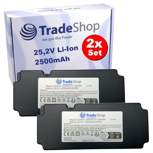 2X Trade-Shop Li-Ion Akku 25,2V / 2500mAh kompatibel mit Ferrex R800 Easy+, kompatibel mit Garden Feelings R800 Easy, 862618, INR19/65 Rasenmäher von Trade-Shop