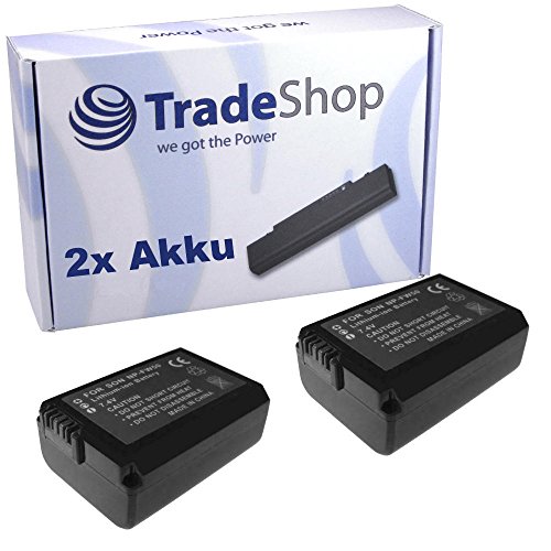 2X Trade-Shop Kamera Li-Ion Akku 1300mAh kompatibel mit Sony Alpha NEX-5NDW NEX-5NHB NEX-5NKB NEX-5NKS NEX-5NYB NEX-7KB NEX-C3DB NEX-C3DP NEX-C3DS von Trade-Shop