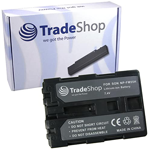 Trade-Shop Li-Ion Akku 2000mAh kompatibel mit Sony NP-FM-55 NP-FM-55H NP-QM-91D für A100 TV480 PDX10 PDX10P HVL-IRM von Trade-Shop