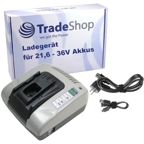 Trade-Shop Universal NI-MH NI-Cd Li-Ion Akku-Ladegerät 21,6V-36V Ladestation kompatibel mit Hilti SIW22T-A TE2-A22 TE30-A36 TE4-A22 TE6-ALi TE6-A36 von Trade-Shop