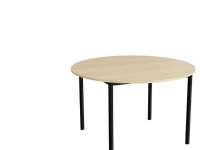 Tisch Combi 206, Ø1200 mm, Höhe 720 mm, beige Linoleum auf weißem Gestell von Tranås Skolmöbler