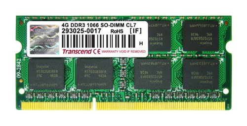 Transcend 4GB DDR3 1066Mhz SO-DIMM Arbeitsspeicher CL7 (PC3-8500) von Transcend