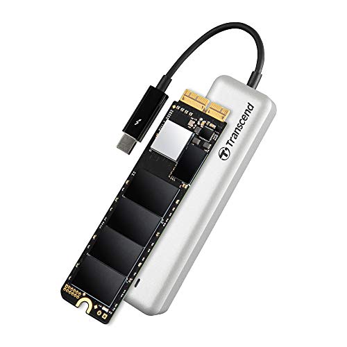 Transcend 960GB Highspeed JetDrive Thunderbolt PCIe™ Gen3 x4 Portable SSD Speichererweiterung für MacBook (Pro, Air) und Mac (mini, Pro); inkl. externem Aluminiumgehäuse und Zubehör TS960GJDM855 von Transcend