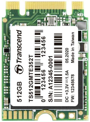 Transcend MTE352T 512GB Interne M.2 PCIe NVMe SSD 2230 PCIe NVMe 3.0 x2 Industrial TS512GMTE352T von Transcend