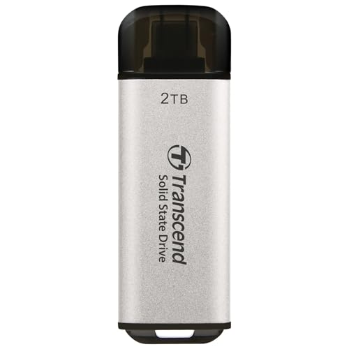 Transcend Portable SSD ESD300S 2TB USB Typ-C 10 Gbit/s PS4/PS5-kompatibel, Silber – TS2TESD300S von Transcend