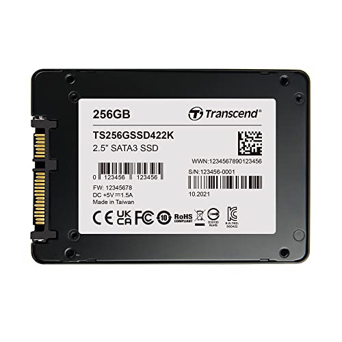 Transcend SSD422K, 2,5 Zoll Intern SSD-Laufwerk SATA III Industrieausführung, MLC, 256 GB, SSD von Transcend