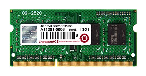 Transcend TS512MSK64V3H Speichermodul 4GB DDR3 1333 SO-DIMM 1Rx8 512Mx8 CL9 1.5V von Transcend