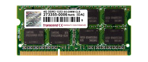 Transcend TS512MSK64V3N Speichermodul 4GB DDR3 1333 SO-DIMM 2Rx8 256Mx8 CL9 1.5V von Transcend