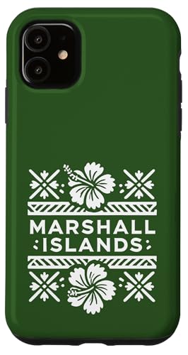 Hülle für iPhone 11 Marshall-Inseln – Tribal Art – Hibiskusblüte – tropisch von Transformed Design