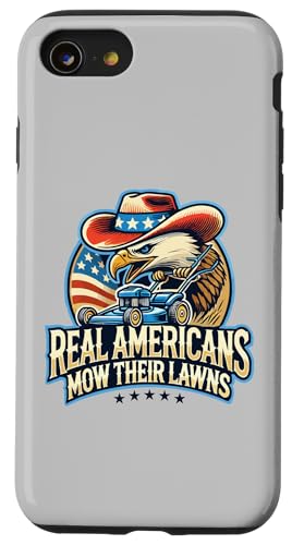 Hülle für iPhone SE (2020) / 7 / 8 Echte Amerikaner mähen ihre Rasen, lustig, patriotisch, Grasrasen von Transformed Design