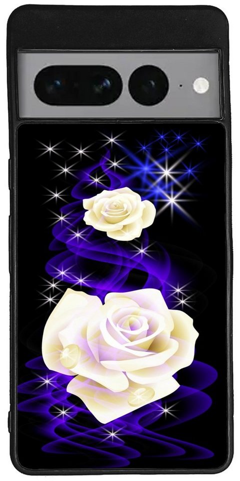 Traumhuelle Handyhülle TPU HÜLLE Silikon MOTIV 298 Case Cover Schutzhülle Backcover Etui, weiße Rose Handy Bumper Smartphone Rückschale Schwarz von Traumhuelle