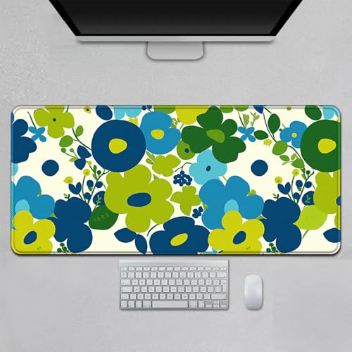 Treer 3D Blumendruck Mousepad, Mauspad L/XL/XXL mit Vernähte Kanten, Gaming Mauspad, rutschfeste Gummibasis Mousepad Gaming, Mauspad Groß für Büro und Zuhause (Pflanze,600x300mm) von Treer