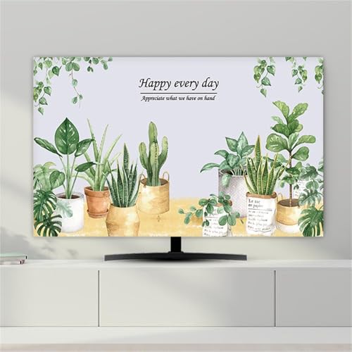 Treer TV Abdeckung Staubschutzhülle, 3D-Motive Hülle Bezug für Fernsehen Schutzhülle Universal Fernseher Hülle Elastisch Staubschutz für 32-80 Zoll TV/PC-Bildschirme (TV-Topfpflanze,40-43 Zoll) von Treer