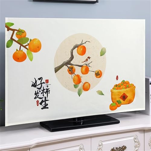 Treer TV Abdeckung Staubschutzhülle, Hülle Bezug für Fernsehen Schutzhülle Universal Fernseher Hülle Elastisch Staubschutz für 32-85 Zoll TV/PC-Bildschirme (46 Zoll,Orangene Kakipflaume) von Treer