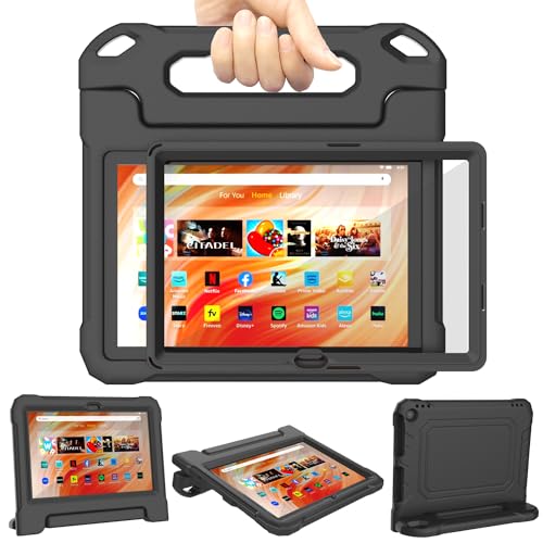 10.1 Zoll Tablet-Hülle für Kinder, Nicht für iPad Samsung, TrendGate Lieben Süß Hülle Integrierter Displayschutz Griffständer für Neue Tablet 10/10 Plus/10 Kids Pro Hülle - Schwarz von TrendGate