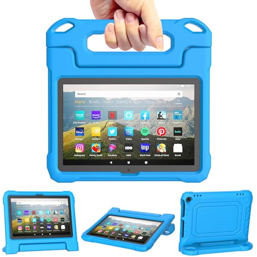 Fire HD 8 Tablet Hülle für Kinder (12./10. Gen, 2024/2022/2020 Release), Nicht für iPad, TrendGate Leichtes Stoßfeste Fire HD 8 Hülle mit Griffständer für Kindle Fire HD 8/Plus/Kids/Kids Pro - Blau von TrendGate