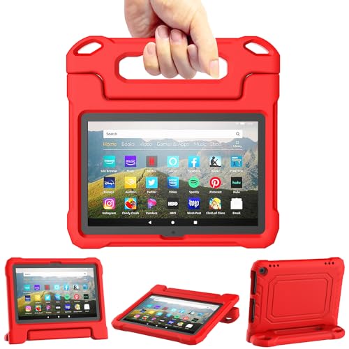 TrendGate 8 Zoll Kinder Hülle für 8 Tablet, Leichtes Kindersicher Hülle mit Griffständer Inkompatibler iPad, Nur für 8 Tablet - Rot von TrendGate