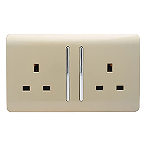 Trendi Switch ART-SKT213LGO Trendi 2-Gang-Steckdose, künstlerisch, modern, glänzend, mit Schalter, taktiler Schalter, goldfarben von Trendi Switch