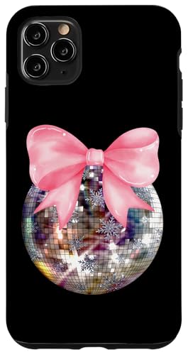 Hülle für iPhone 11 Pro Max Discokugel mit rosa Schleife & Schneeflocken Retro Urlaub Party von Trendy Christmas Santa Merry Jolly Holiday Shirts