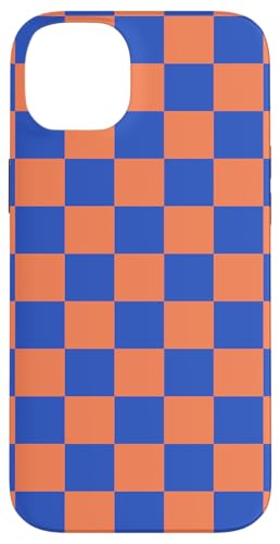 Kariertes adrettes kariertes ästhetisches orange-blaues Schachbrett Hülle für iPhone 14 Plus von Trendy Classic Checkerboard